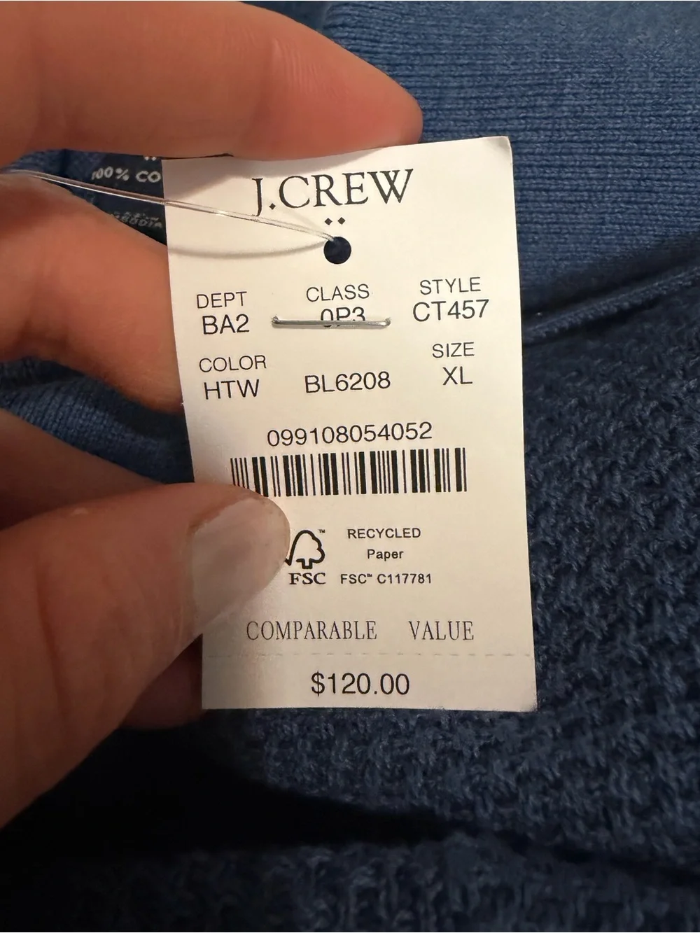 J crew heather twilight Textured cotton sweater-polo